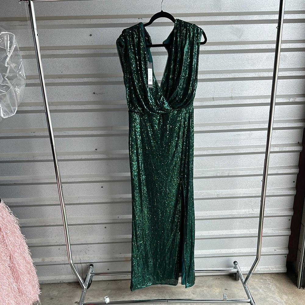 BCBG Emerald Green Sequin Gown Prom Dress